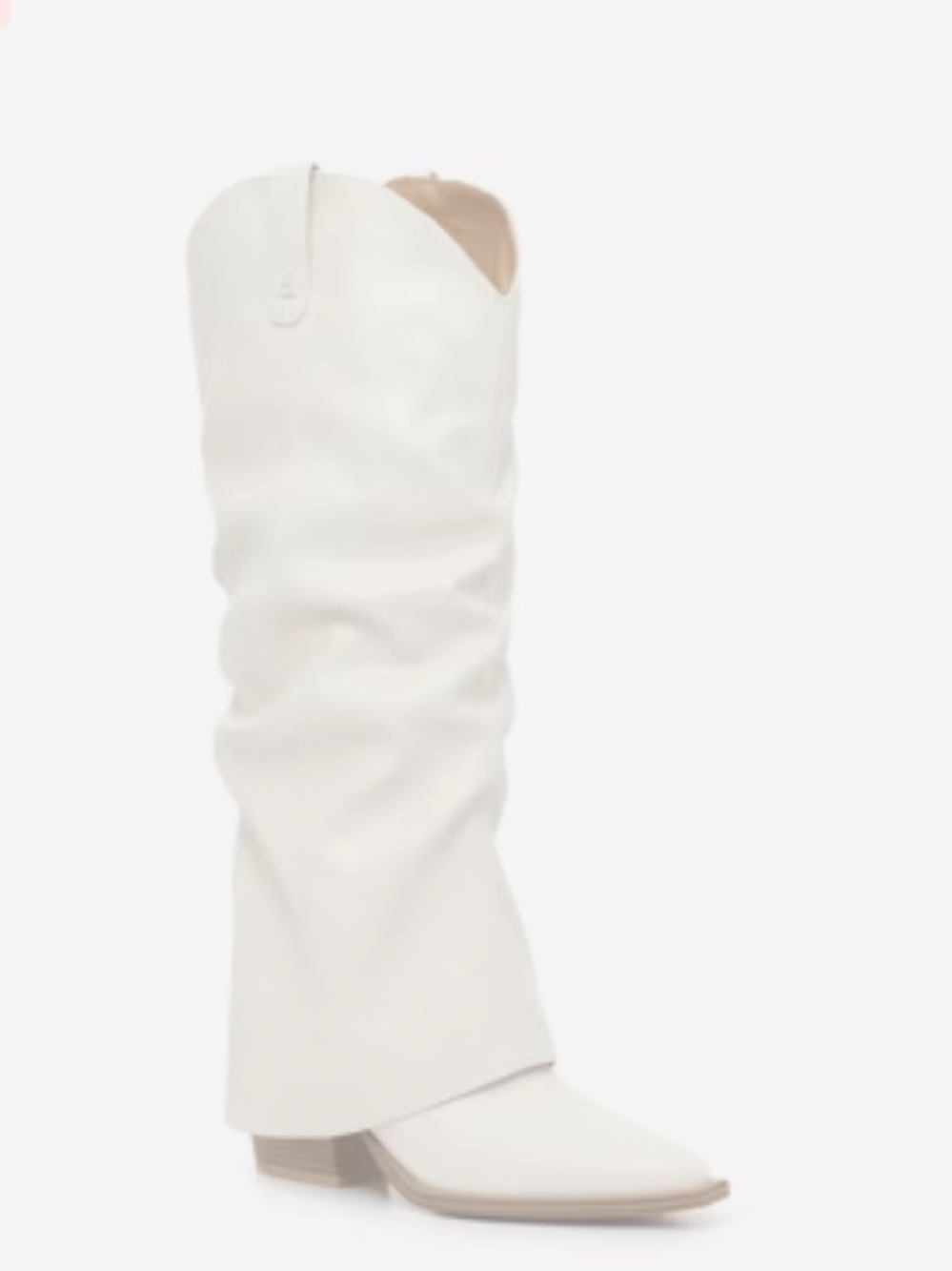 Crown Vintage Sana White Leather Fold over Cowboy Boots